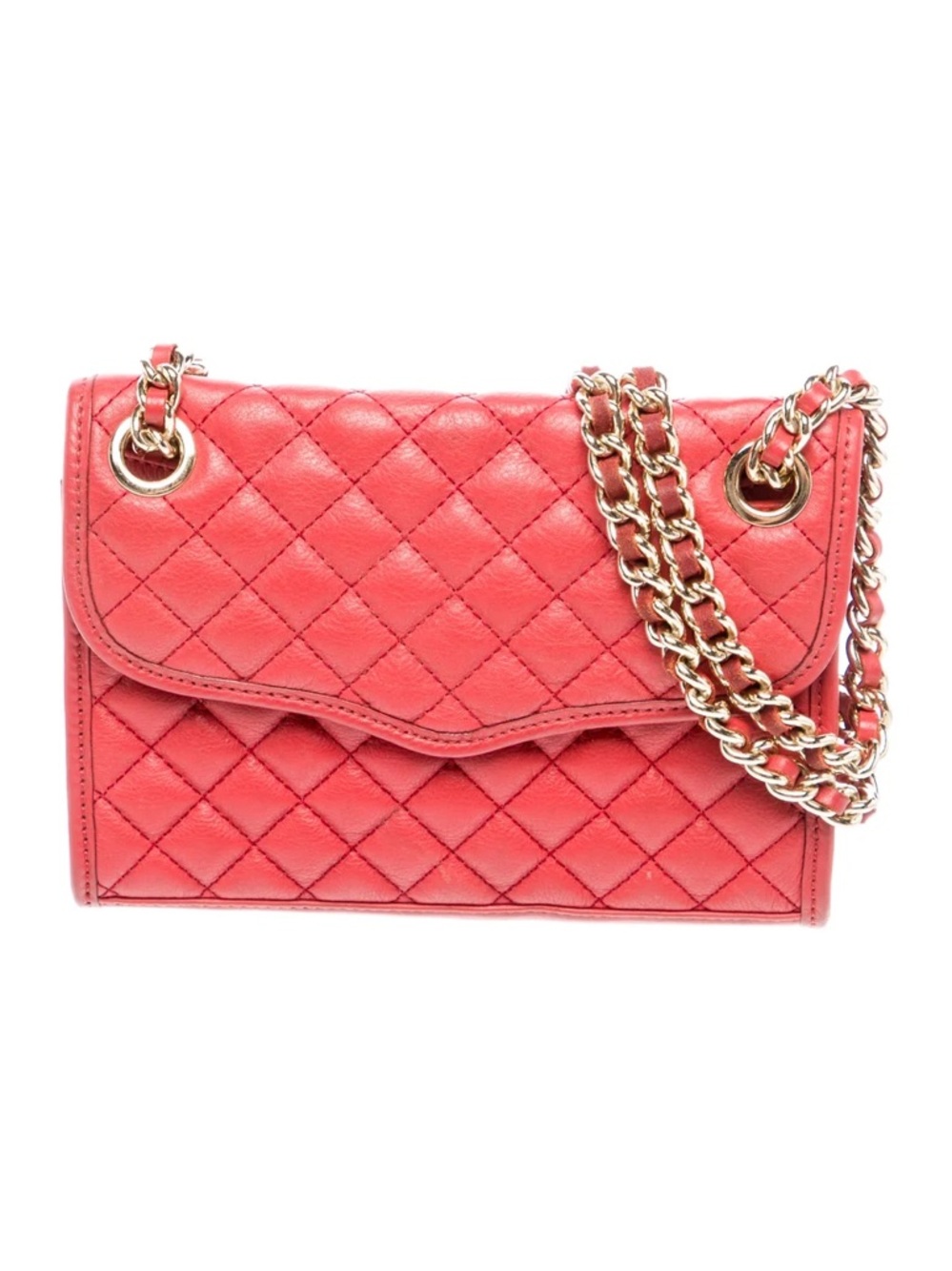 REBECCA MINKOFF Red Leather Quilted Chain Shoulder Bag - Picture 5 of 12